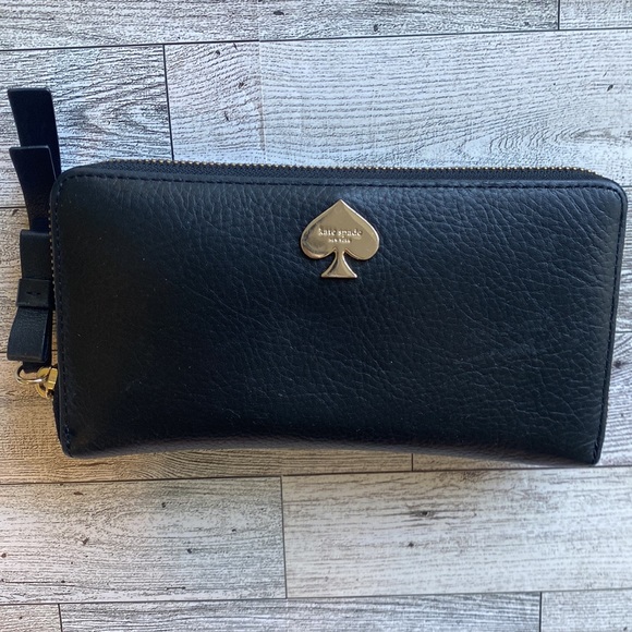 Kate Spade Leroy Street Neda Full Zip Black Leather Wallet - Picture 3 of 13